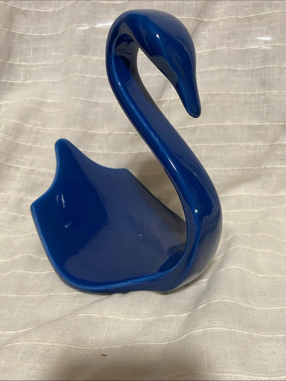Vintage Blue Ceramic Swan Dish